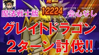 【ドラクエウォーク】グレイトドラゴン 2ターン討伐 魔法戦士版 会心なし