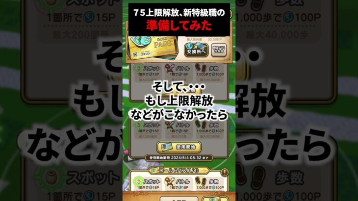 【ドラゴエウォーク】レベル７５上限解放、新特級職（勇者？）の準備してみた【レベリング】2024年5月31日