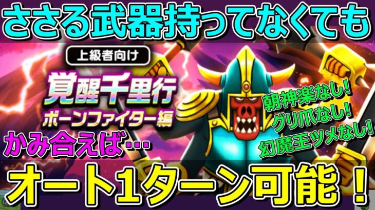 【ドラクエウォーク】ささる武器ないけどかみ合えばオート1ターン可能！ボーンファイター千里行！