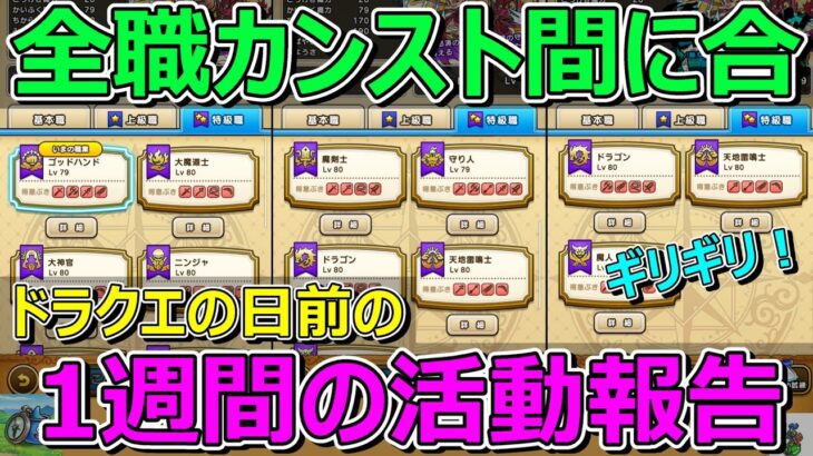 【ドラクエウォーク】ドラクエの日の前の1週間の活動報告です！プレイ状況共有！全職カンスト間に合…。