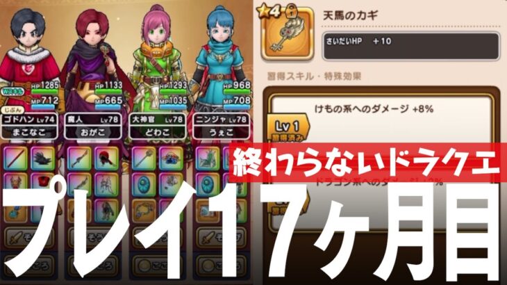 ドラクエウォーク プレイ開始17ヶ月 終わらないドラクエ レベル、装備、こころ、ストーリー進行、課金額など DQウォーク