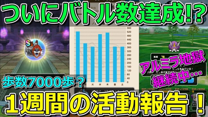 【ドラクエウォーク】1日の歩数7,000歩だと？1週間の活動報告！プレイ状況共有！やっと達成か！？アルミラージよ…。
